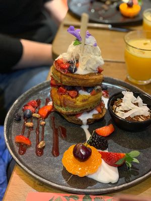 Matcha stack at Mr. Stacks in Amsterdam