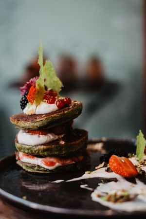 Matcha breakfast stack at Mr. Stacks in Amsterdam