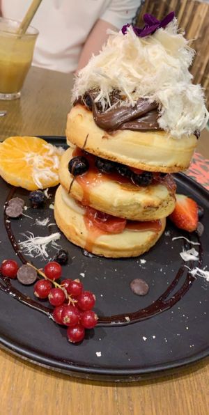 Amazing choc protein pancake stack! at Mr. Stacks in Amsterdam