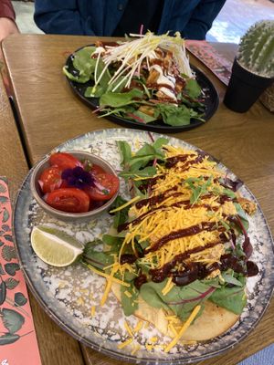 Savory BBQ Taco and plant based Chicken Pancakes at Mr. Stacks in Amsterdam