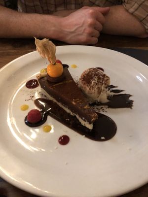 vegan tart with ice cream for pudding  at 31 Castlegate in York