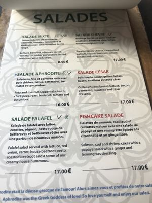Salad options on the menu at Micro Brasserie in Chamonix-mont-blanc