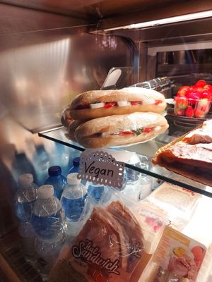 Paninis with vegan mozzarella and tomatoes  at Café Maria Theresia in Merano