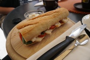 Tomate Mozzarella Barguette at Café Maria Theresia in Merano
