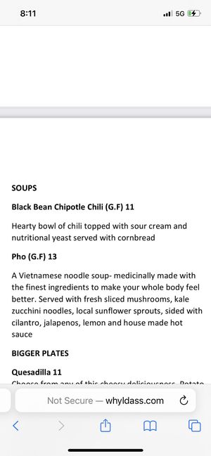 What we ordered - good price at Whyld Ass in Phoenix