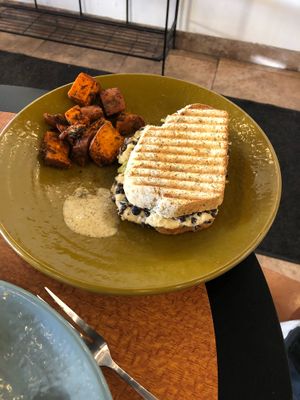 Avo melt w/sweet potato hash & spicy mustard was delicious!  at Whyld Ass in Phoenix