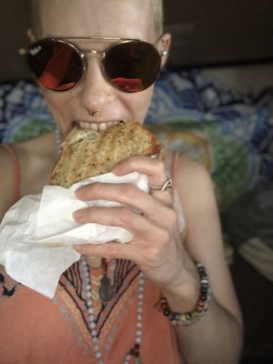 Big bites for a big ol sammy filled with pure Vegan Love at Whyld Ass in Phoenix