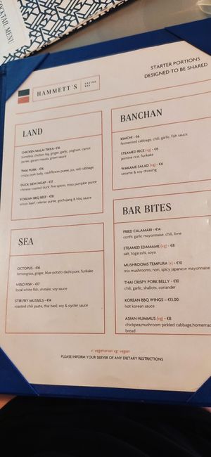 Menu at Hammett's Gastro Bar in Sliema