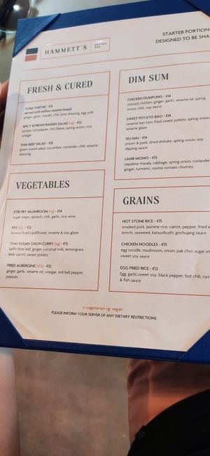 Menu at Hammett's Gastro Bar in Sliema