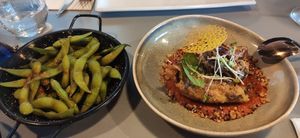 Edamame beans & fried aubergine at Hammett's Gastro Bar in Sliema