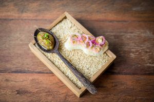 Snacks from the dinner tasting menu at Surplus in Siem Reap