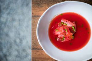 Cold watermelon soup at Surplus in Siem Reap