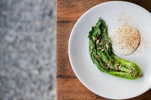 Pak Choi with Sunflower seed sauce at Surplus in Siem Reap