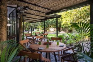 Terrace in the garden at Surplus in Siem Reap