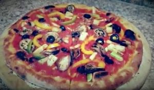 Vegan pizza chock full of veggies at Pomodoro in Vientiane