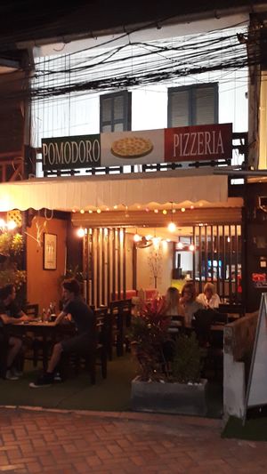 Outside at Pomodoro in Vientiane