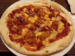 BBQ jackfruit and vegan cheese pizza at Sir Julian Huxley in Selsdon