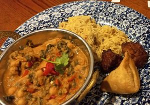 Sweet potato and chickpea curry at Sir Julian Huxley in Selsdon