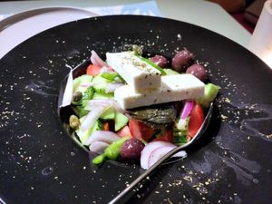 Greek salad at Karma in Santorini