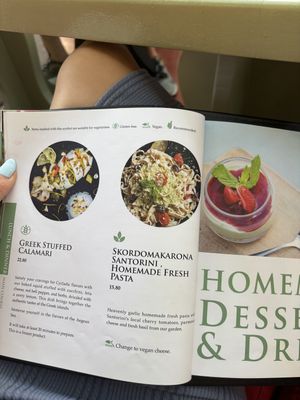 Menu  at Karma in Santorini