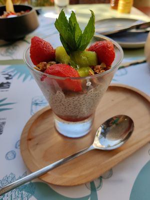 Chia pudding at Karma in Santorini