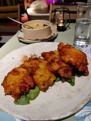 Tomato fritters at Karma in Santorini