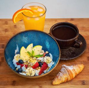 Rise & Shine in Oia with Karma's Fresh Homemade Breakfast 
Every day from 8 AM to 12 NOON, our garden courtyard transforms into your favorite breakfast haven. at Karma in Santorini