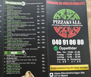 Vegan choices at Pizzakväll in Malmo