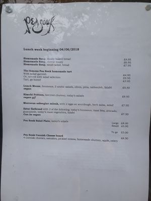 Menu 19th June 2/2 at Pea Souk Cafe in Falmouth