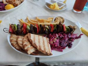 Vegan souvlaki at Casiopia Greek Taverna in Corfu