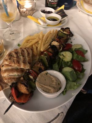 Vegan souvlaki at Casiopia Greek Taverna in Corfu