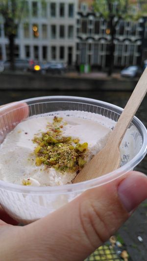 Halawa pistachio ice cream at The Lebanese Sajeria in Amsterdam