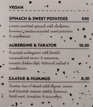 Prices for vegan wraps at The Lebanese Sajeria in Amsterdam