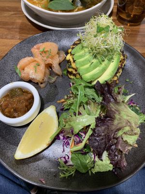 Corn fritters at Organic Produce Cafe in Surry Hills
