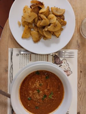 Very tasty lentil soup served as main dish at Estravagario in Bologna