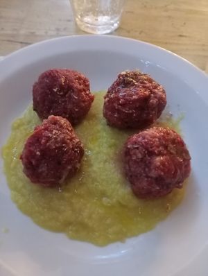 Red turnip dumplings at Estravagario in Bologna