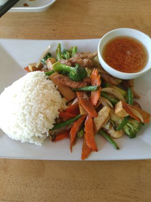 Stir fried vegetables with tofu and soy at VG Wok in Helsinki