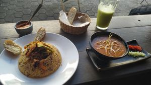 Cous cous, gazpacho y jugo de Aztlan at Ecos del Mundo in Mexico City