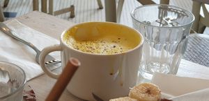 Chai matcha gold with oatmilk at Maison Nomade in Paris