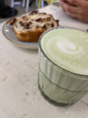 Matcha latte with coconut milk   at Maison Nomade in Paris