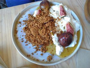 Roasted Figs w/Crumble and Yogurt (vegan) at Maison Nomade in Paris