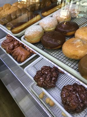 fritters, bear claws and filled donuts.  at Vegan Bistro in San Jose