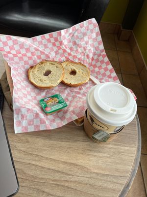 Worse case scenario, they don’t always have vegan salads, they have bagels and PB. Amazing London Fog.  at Tazza Cafe in Tracadie