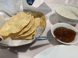 Poppadoms and mango chutney   at Priya in Greymouth