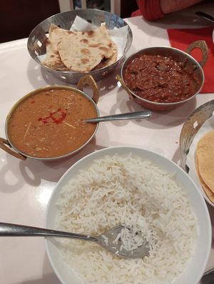 Mushroom masala and tharka dal with roti at Priya in Greymouth