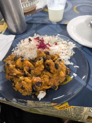 Plantain and black bean curry at Yaku in Samaipata