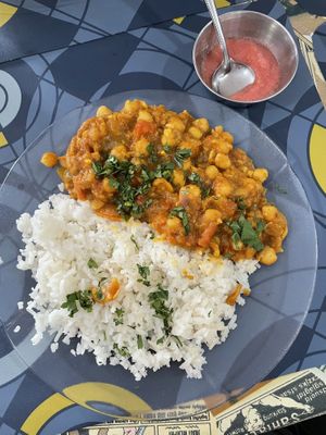 Chickpea curry, really tasty!  at Yaku in Samaipata