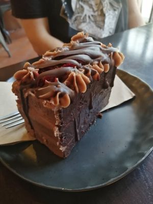 Vegan Chocolate and raspberry cake at Willi's Kitchen in Wellington
