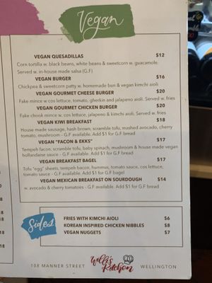 Great choice on the menu at Willi's Kitchen in Wellington