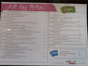 Menu, June 2020 at Willi's Kitchen in Wellington